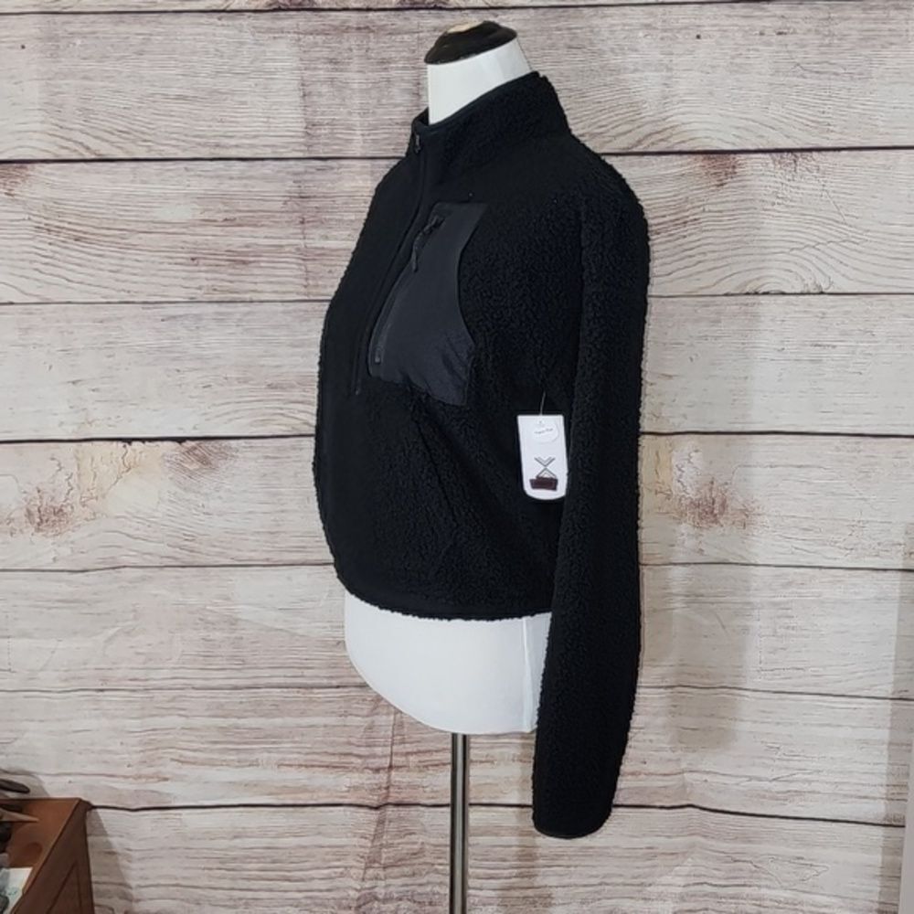 NWT Xersion Faux Fur‎ Black Half Zip Sweatshirt Size X-Small - Picture 6 of 14
